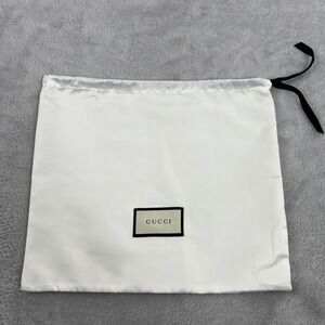 Gucci Dust Bag White Drawstring Logo Purse Handbag Storage Sleeper Cover 15x14in